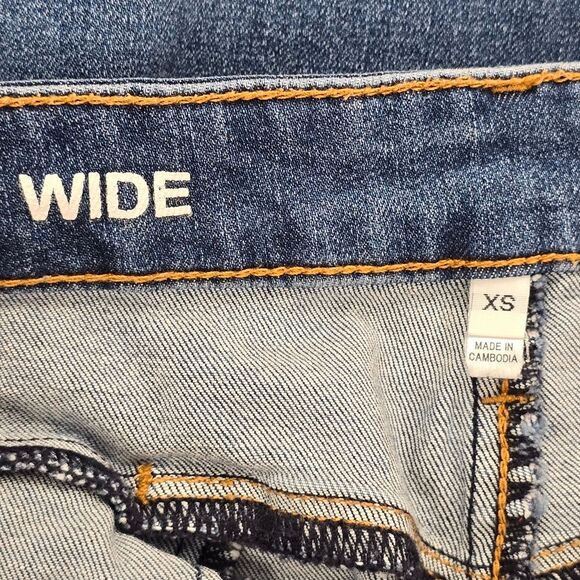 MUJI Women's XS 4 Way Stretch Wide Leg Medium Wash Blue Denim Jeans - Picture 14 of 16